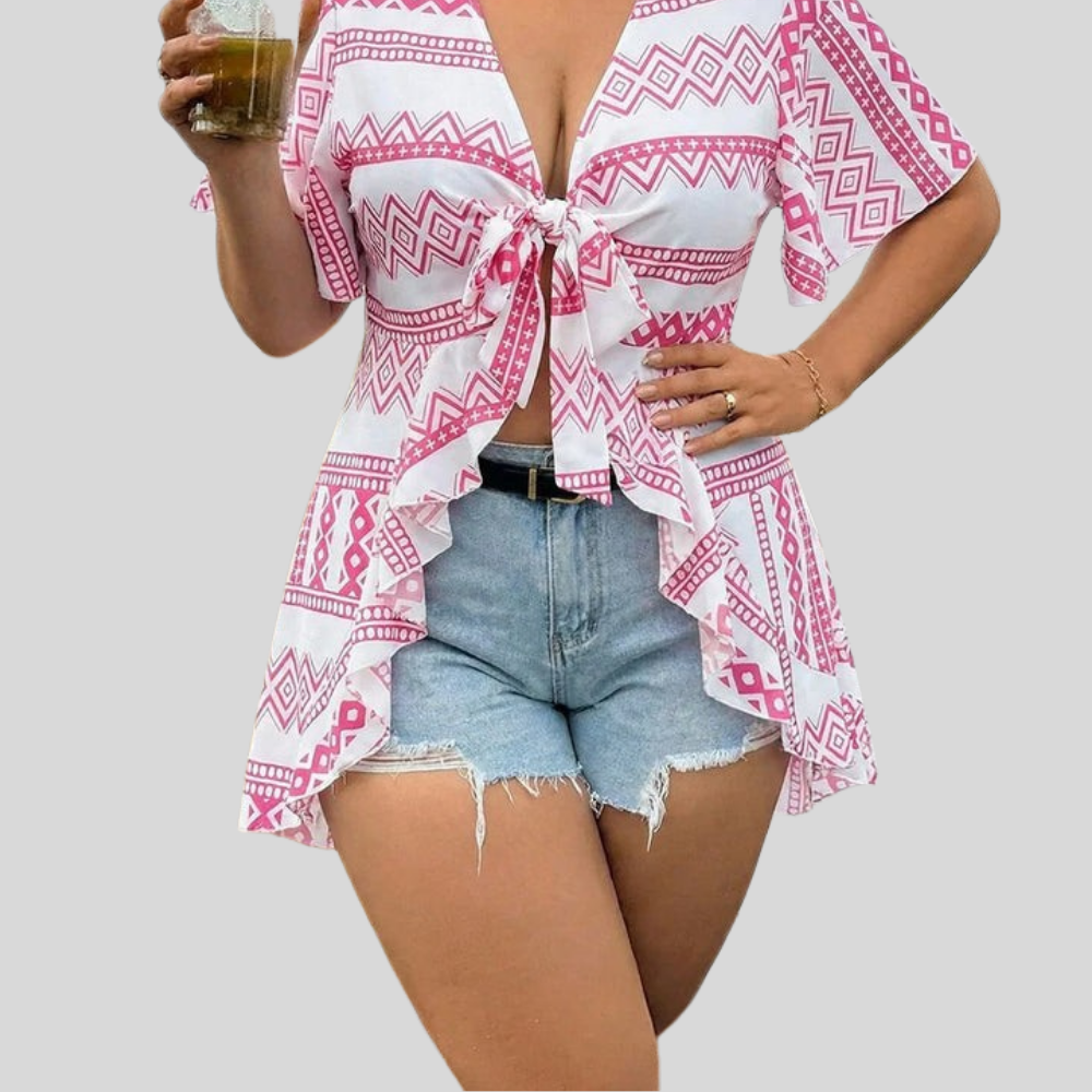 Tie Front Plus Size Blouse