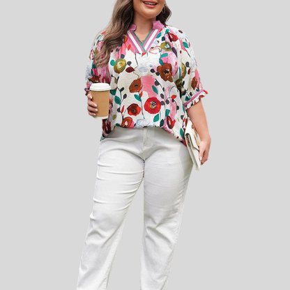 Floral Puff Plus Size Blouse
