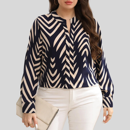 Retro Notch Plus Size Blouse