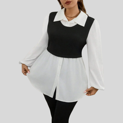 Lantern Sleeve Plus Size Blouse