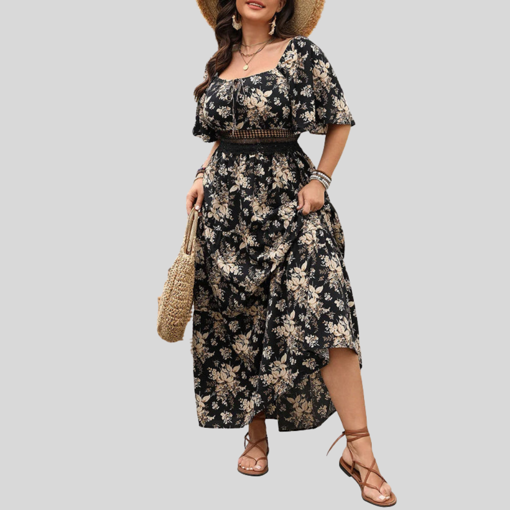 Plus Size Floral Knot Maxi Dress