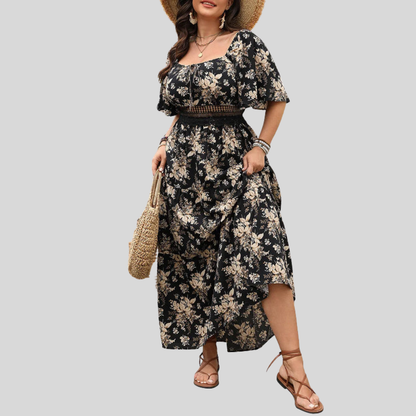 Plus Size Floral Knot Maxi Dress