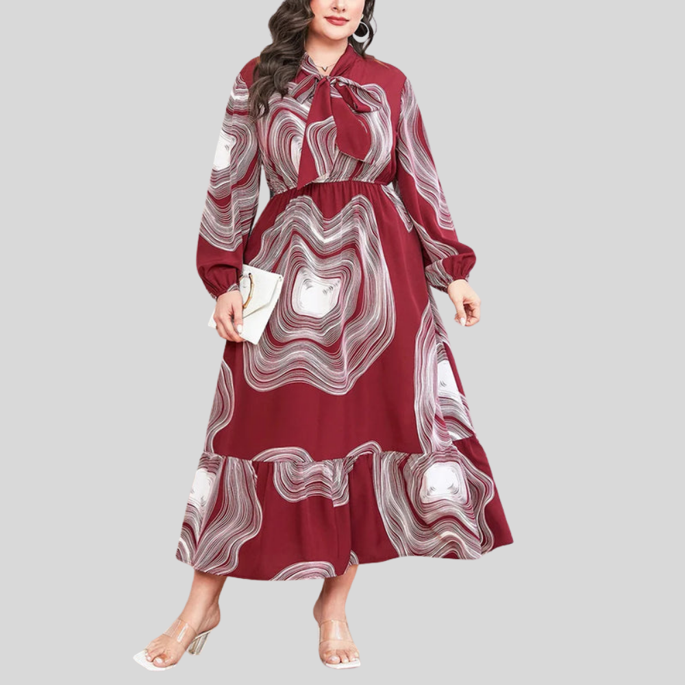 Plus Size Printed Ruffle Dress