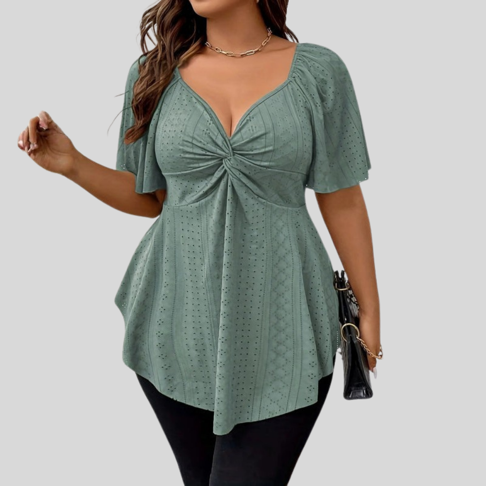 Casual V Neck Plus Size Top