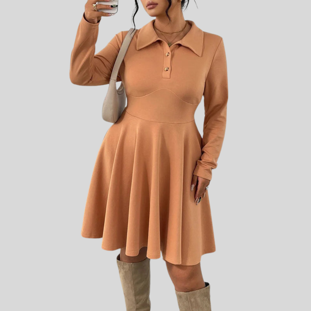 Lapel Plus Size Midi Dress