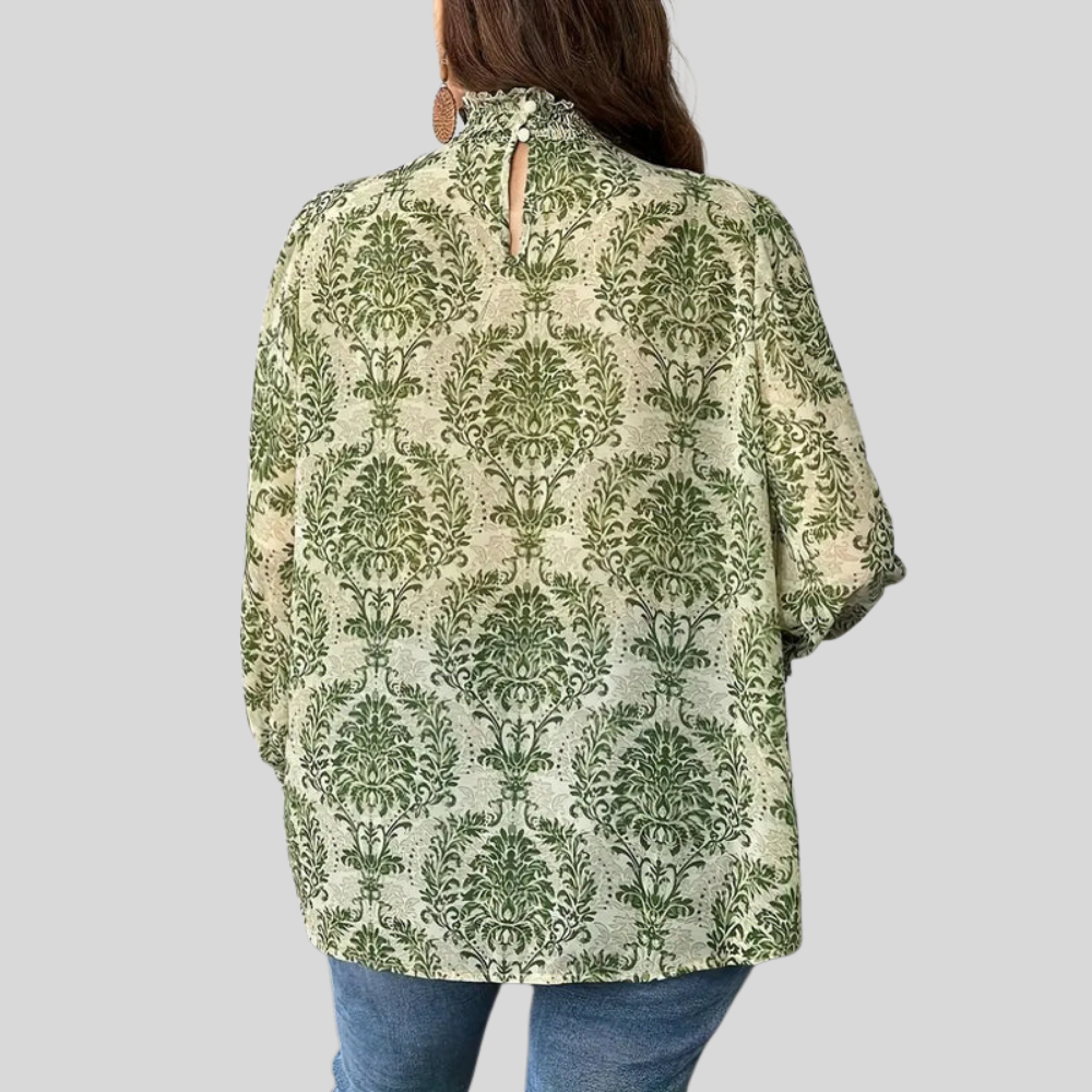 Keyhole Print Plus Size Blouse