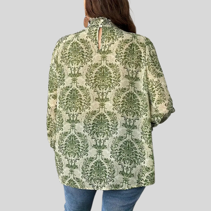 Keyhole Print Plus Size Blouse
