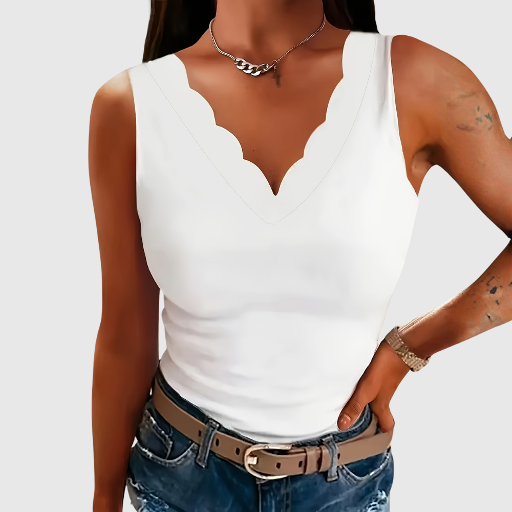Scallop V-Neck Plus Size Tanks