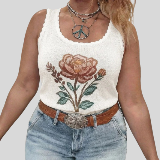 Floral Scoop Plus Size Tanka