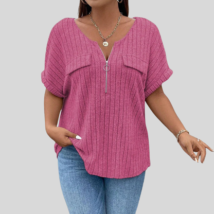 Plus Size Zip Front Shirt