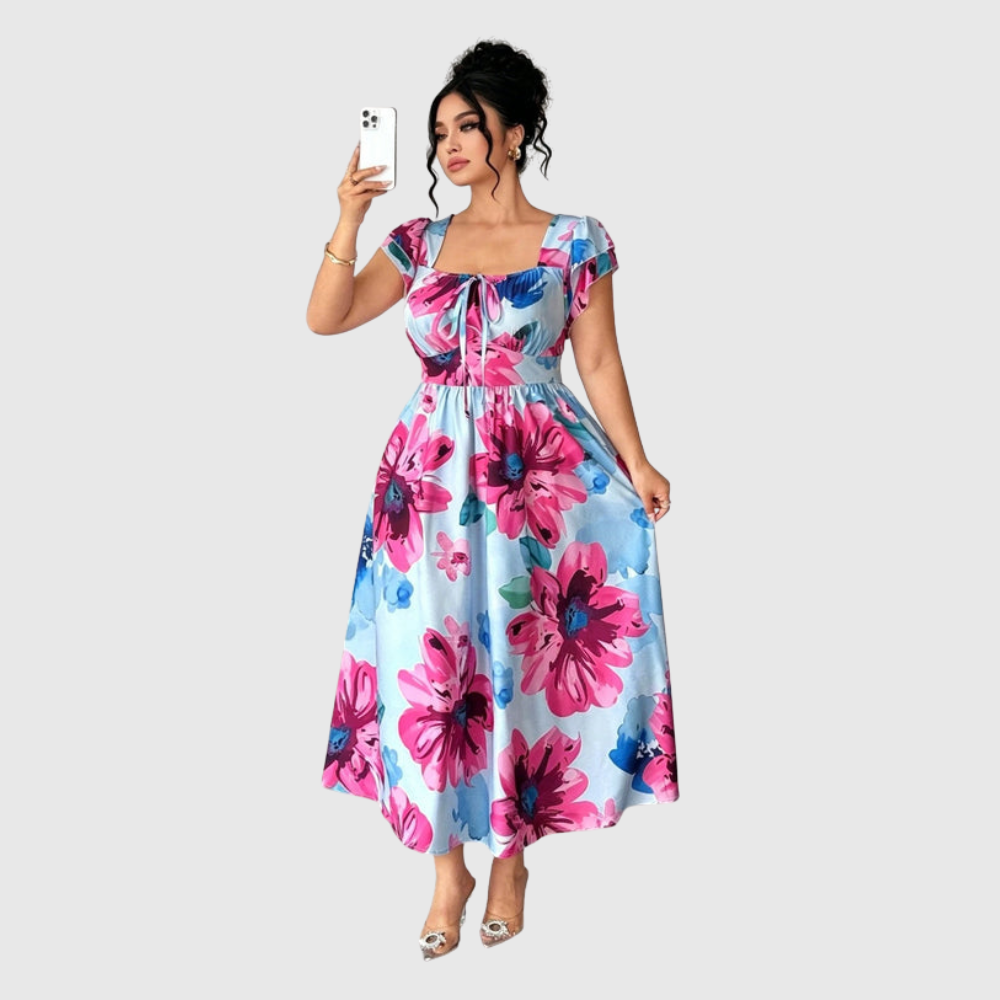 Plus Size Printed A Line Dress