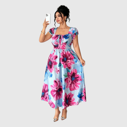 Plus Size Printed A Line Dress