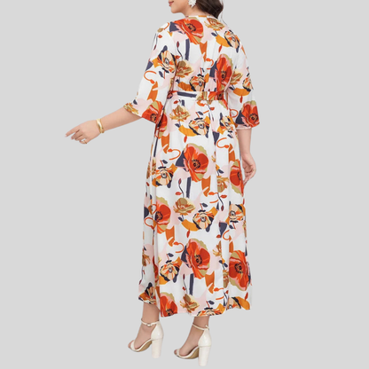 Plus Size Floral Belted Dress