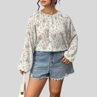 Floral Lantern Plus Size Blouse