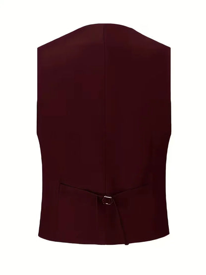 Slim Fit Double-Breasted Three-Piece Suit Set with Waistcoat for Men