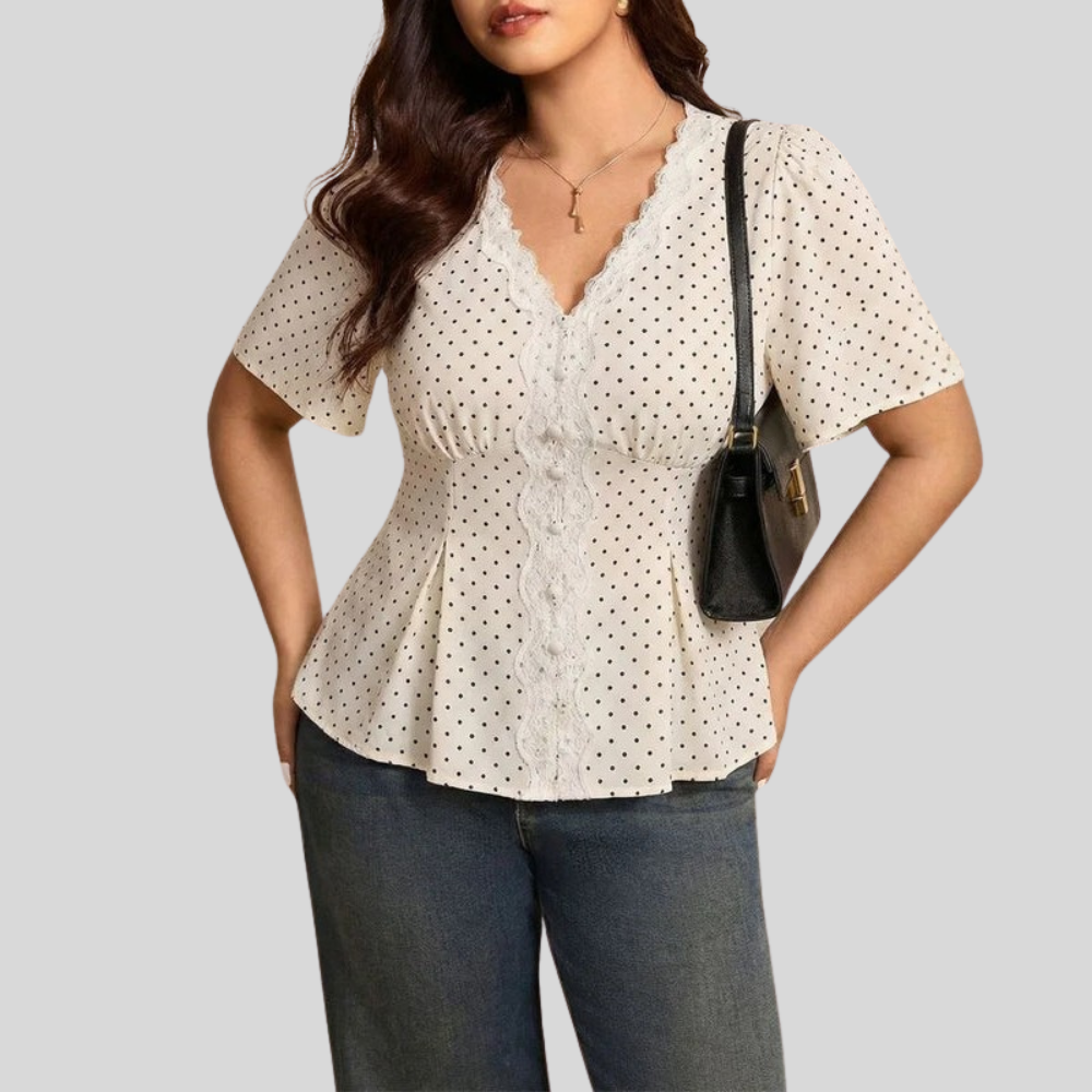 Polka Lace Plus Size Blouse