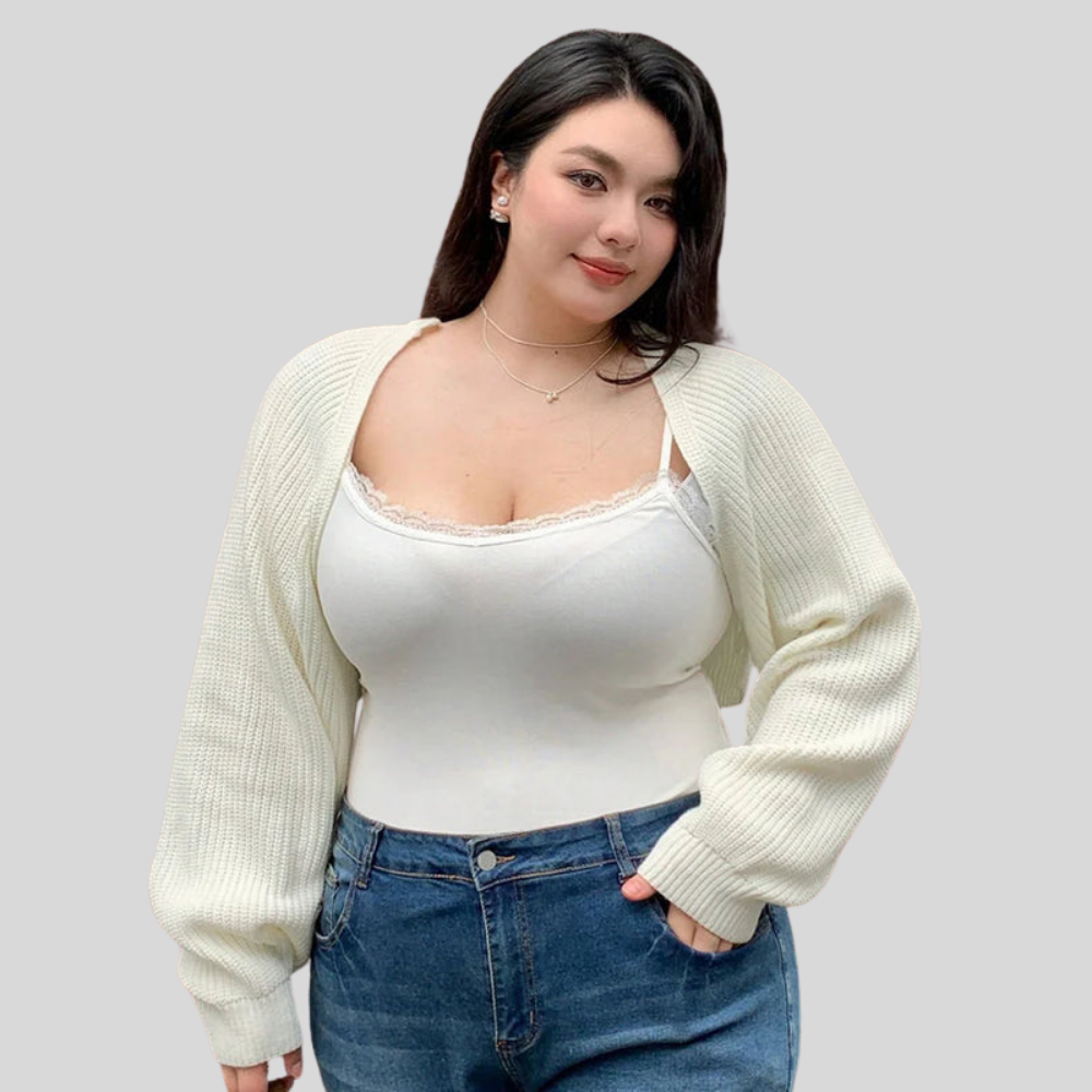 Cropped Open Plus Size Cardigan