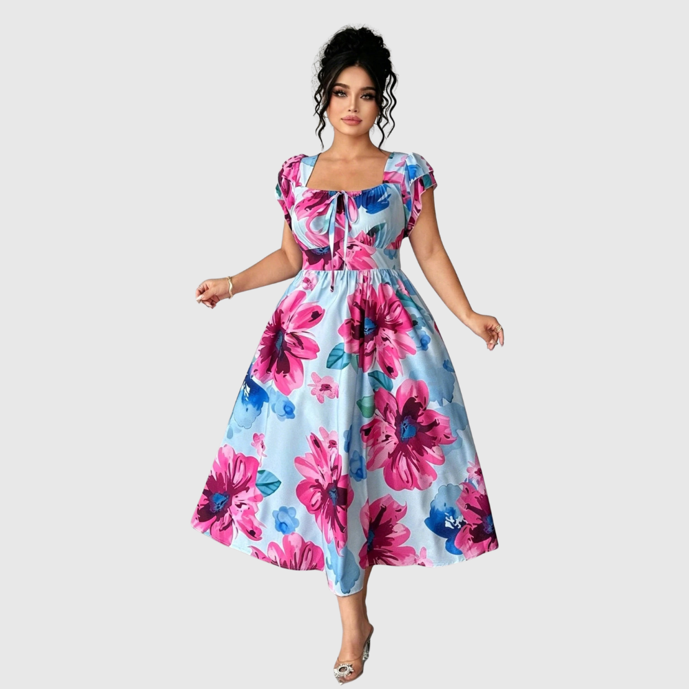 Plus Size Printed A Line Dress