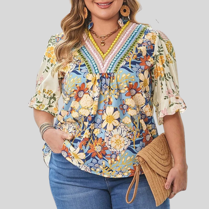 Puff Sleeve Plus Size Blouse