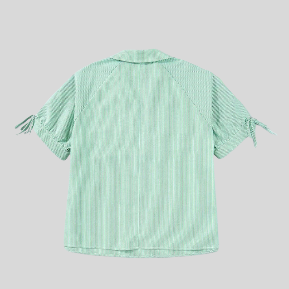 Plus Size Striped Collar Blouse