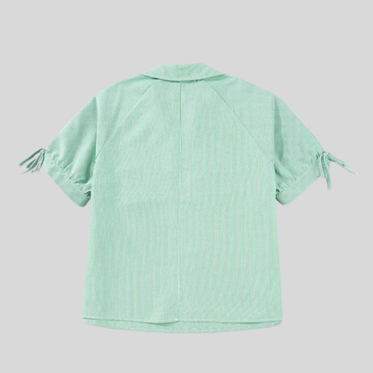 Plus Size Striped Collar Blouse