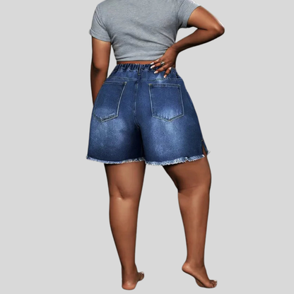 Frayed Hem Plus Size Shorts