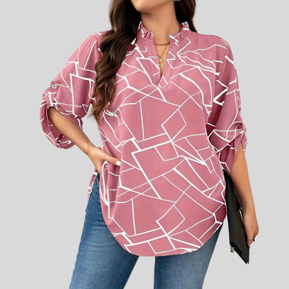 V Neck Plus Size Blouse