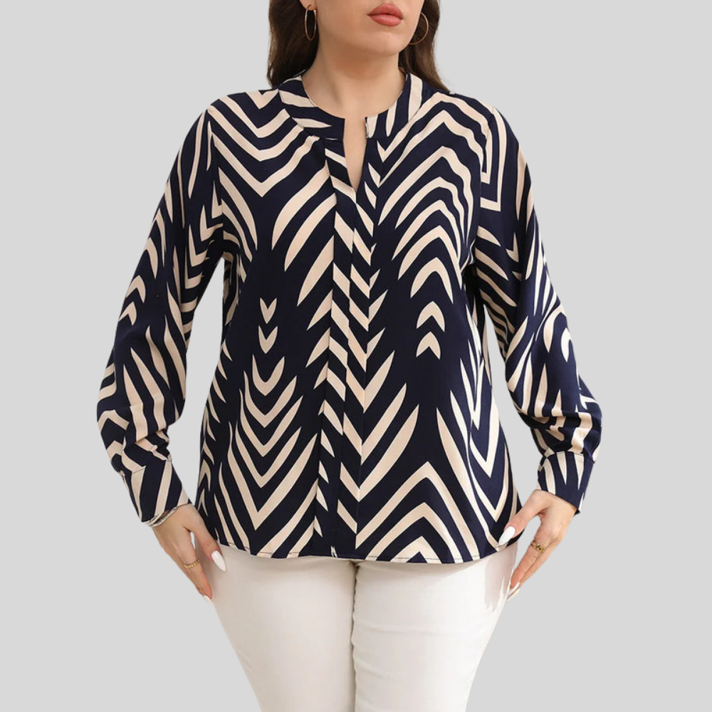 Retro Notch Plus Size Blouse