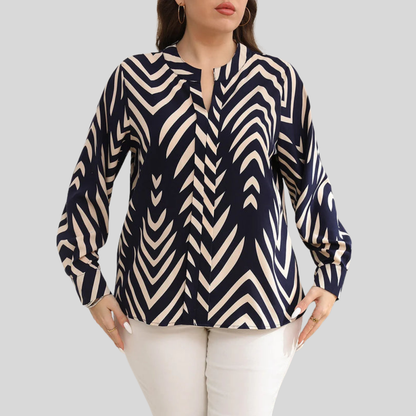 Retro Notch Plus Size Blouse