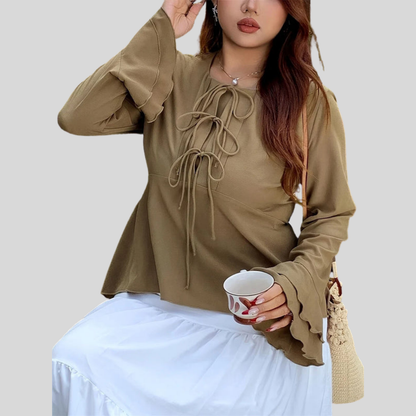 Lace Up Plus Size Blouse