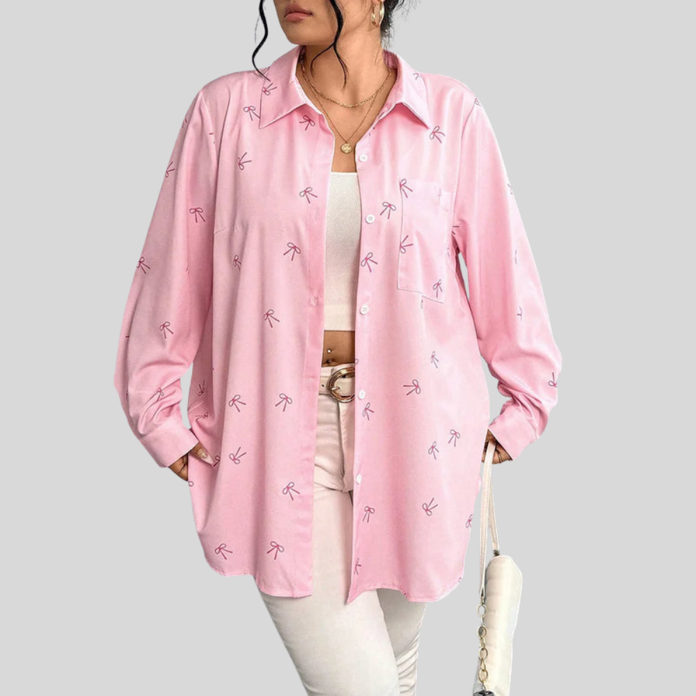 Bow Pocket Plus Size Shirt