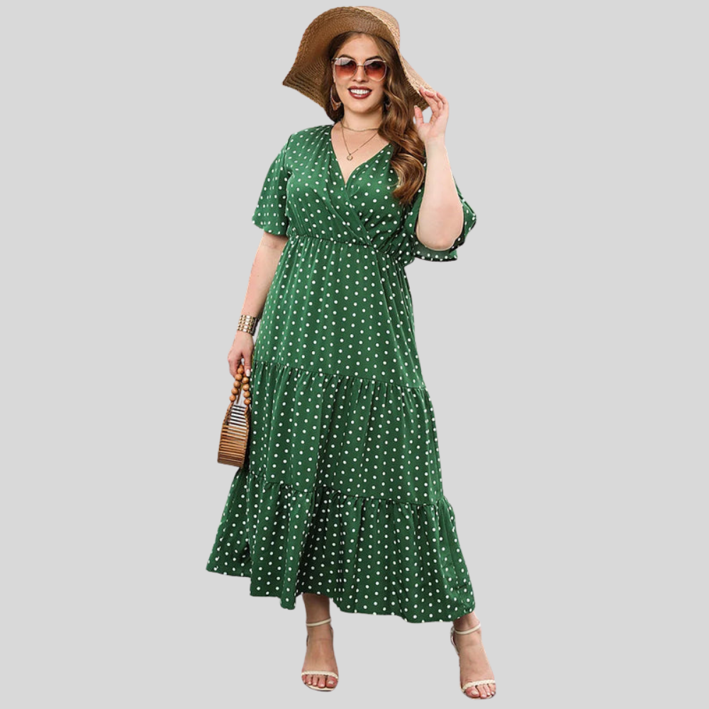 Plus Size Polka Maxi Dress