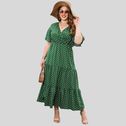 Plus Size Polka Maxi Dress