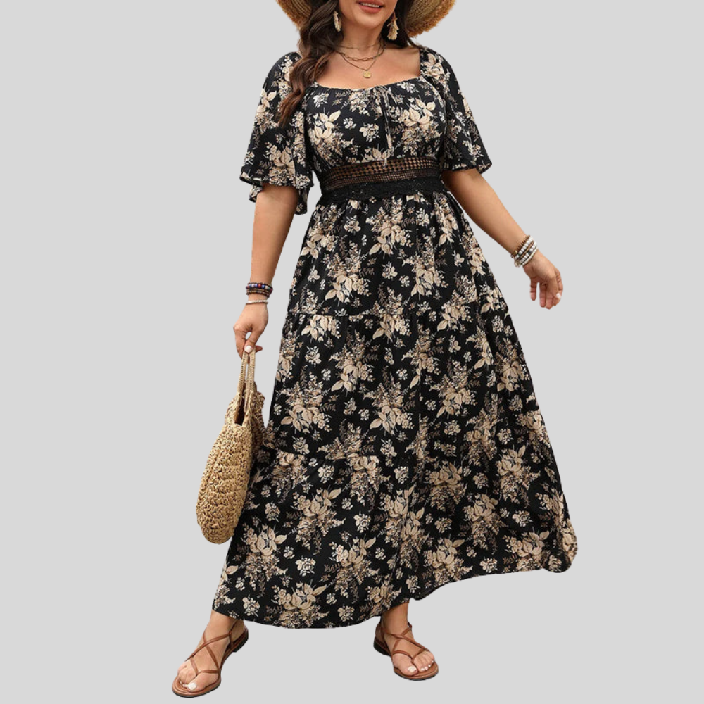 Plus Size Floral Knot Maxi Dress
