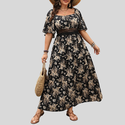 Plus Size Floral Knot Maxi Dress