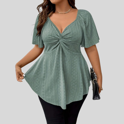 Casual V Neck Plus Size Top