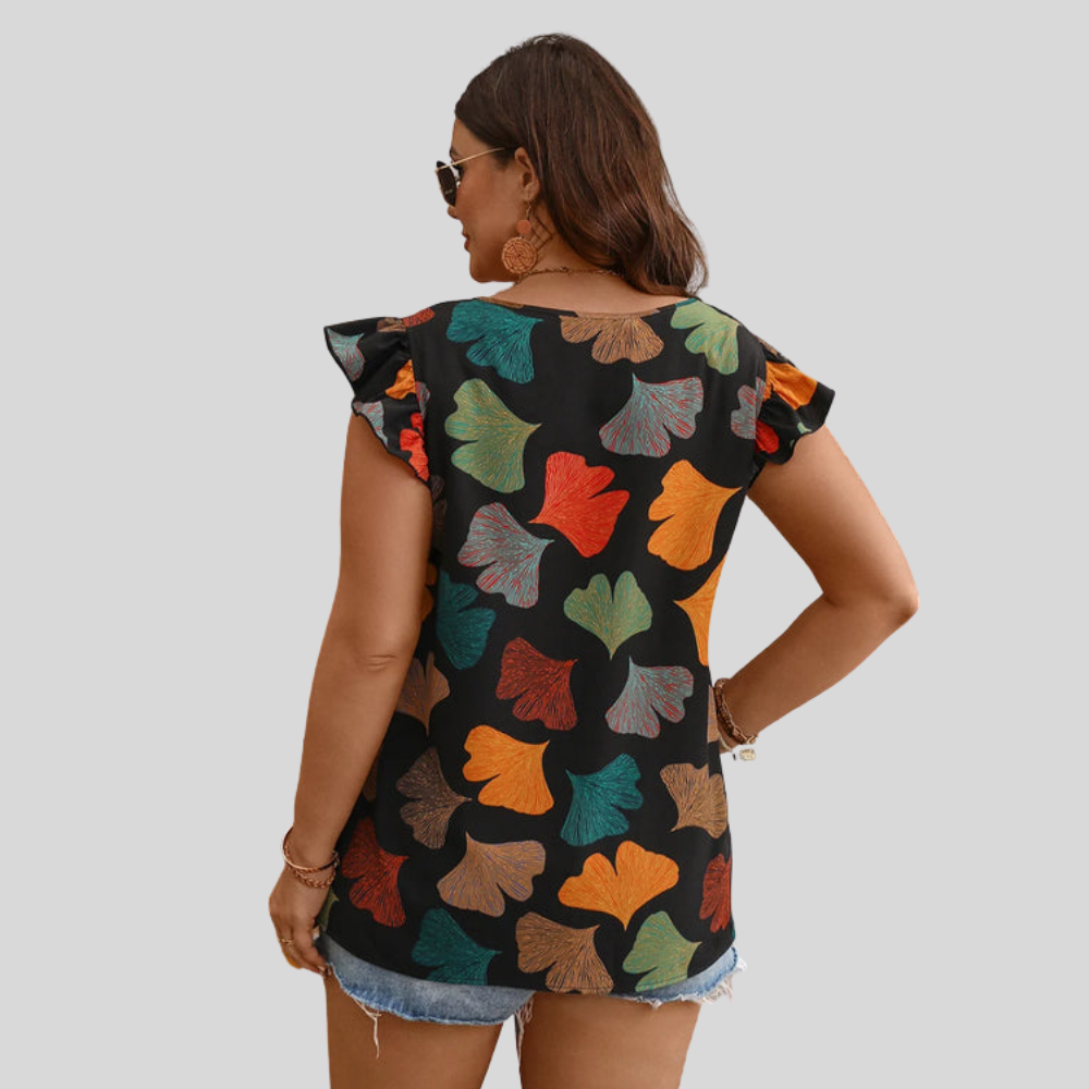 Ruffle Sleeve Plus Size Blouse