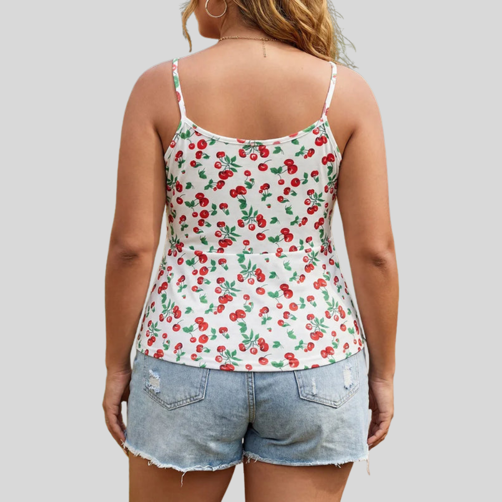 Cherry Print Plus Size Top