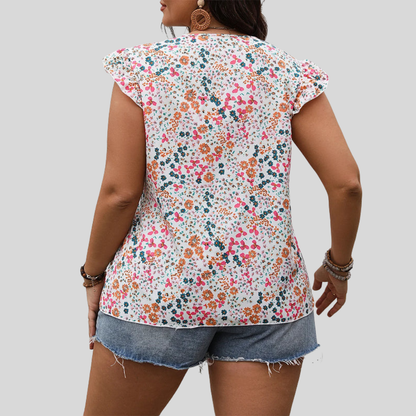 Floral Ruffle Plus Size Blouse