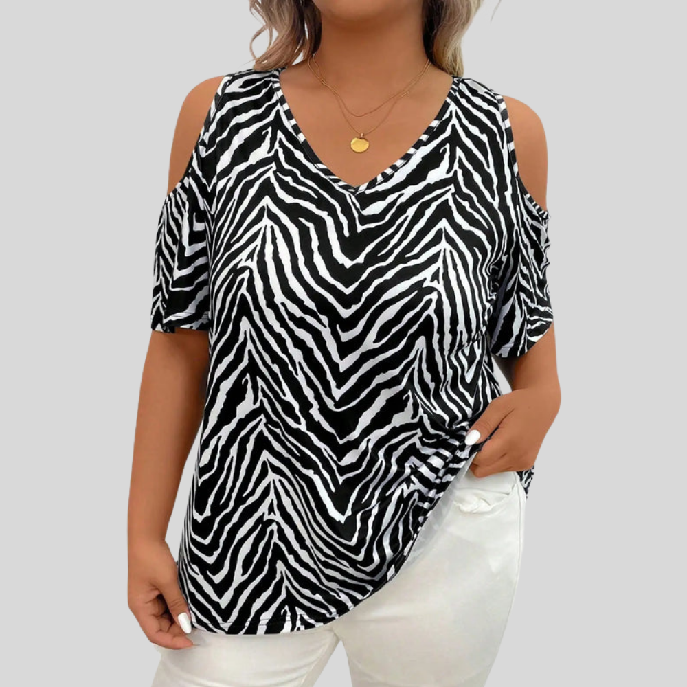 Shoulder Cutout V-Neck Top