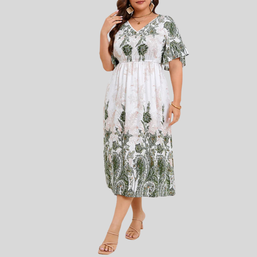 Plus Size Vintage Print Dress