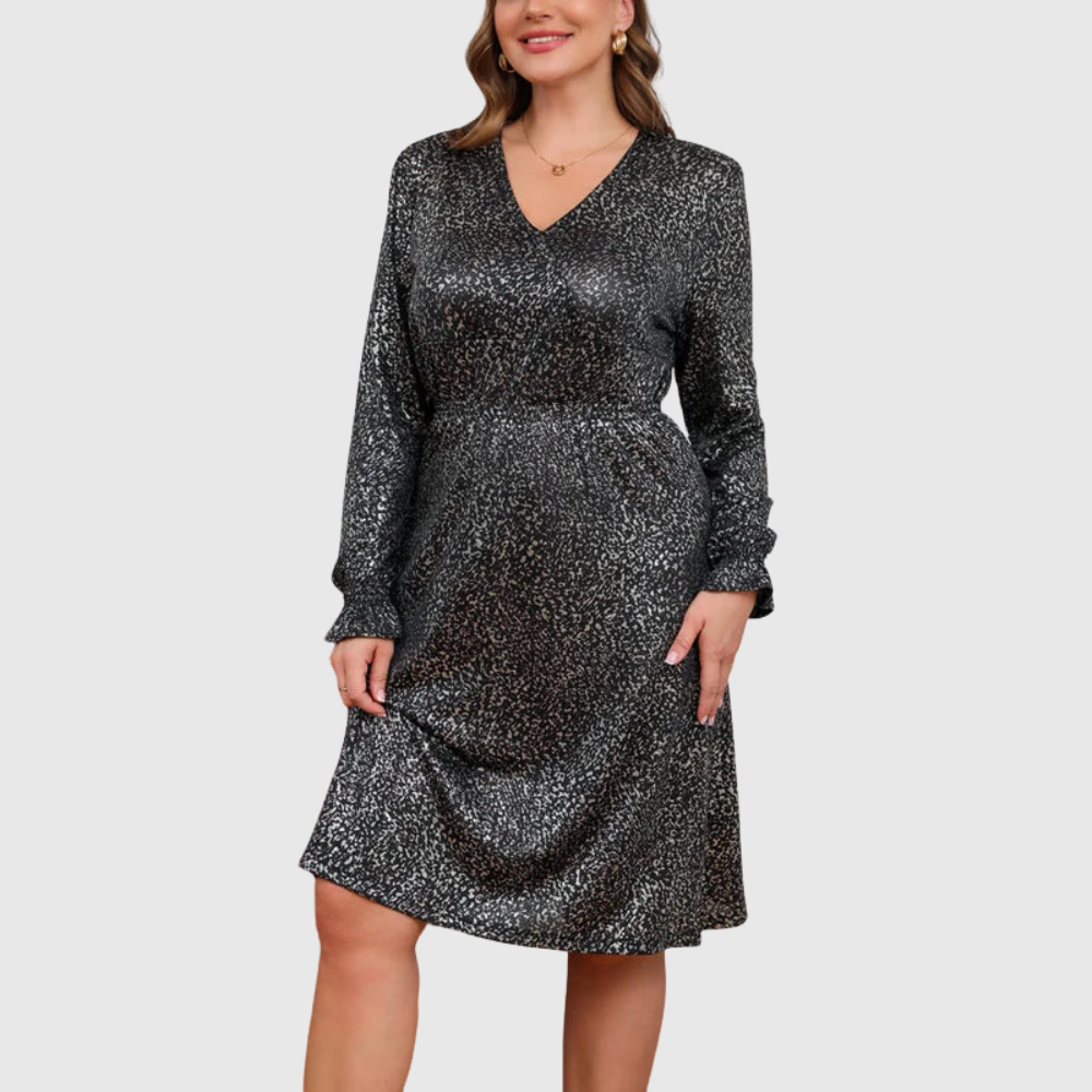 V Neck Plus Size Midi Dress