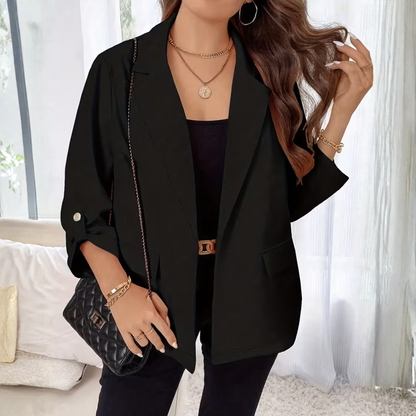 Plus Size Black Lapel Blazer