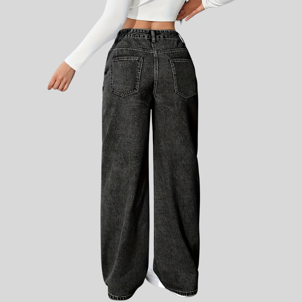 High Waist Snowflake Wash Jeans