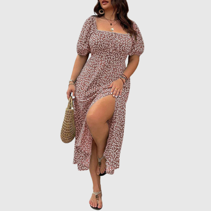 Square Neck Plus Size Midi Dress