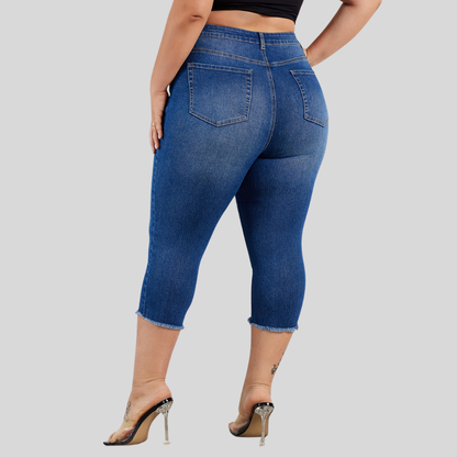 Frayed Capri Stretch Pants