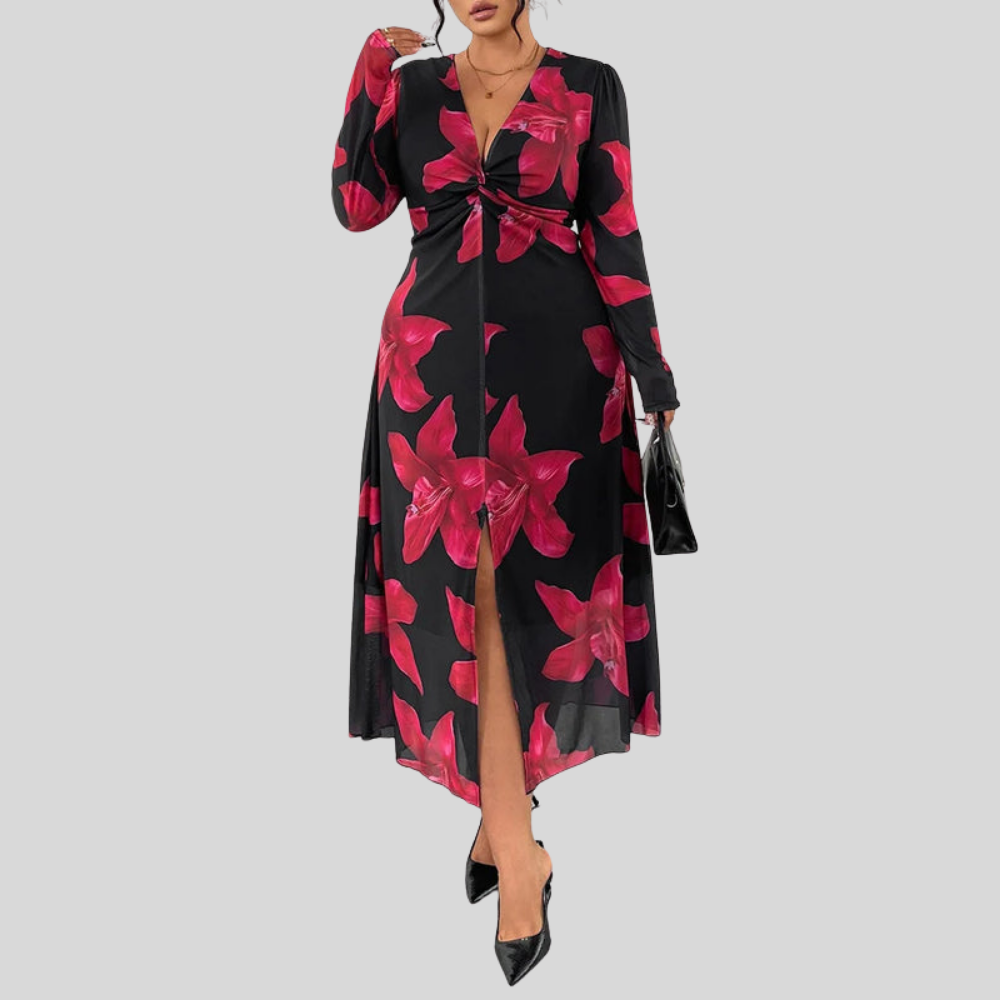 Plus Size Floral Twist Dress