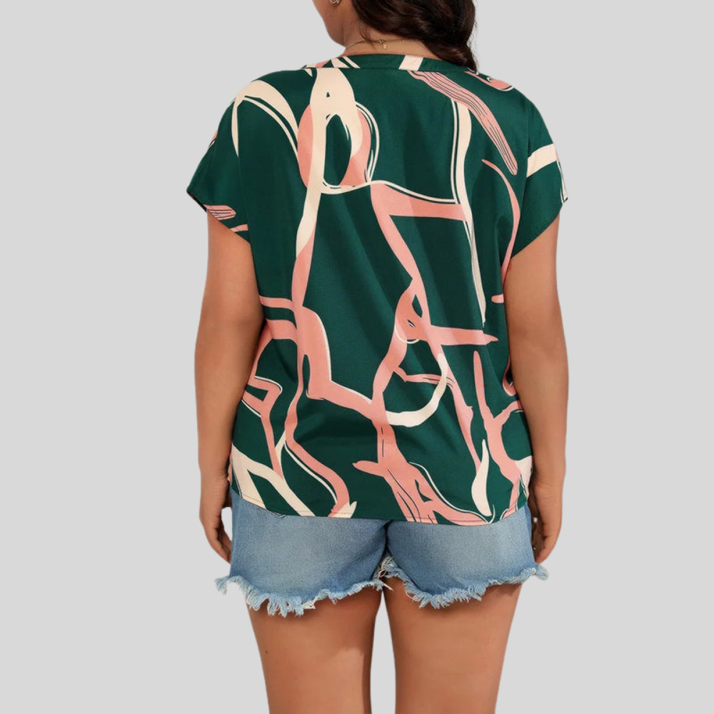 Notch Neck Plus Size Blouse