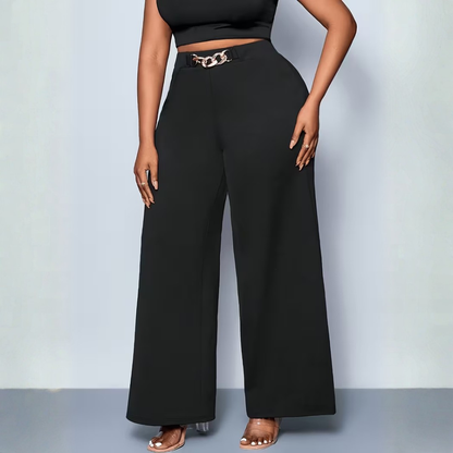 Plus Size Chain Detail Wide Leg Pants