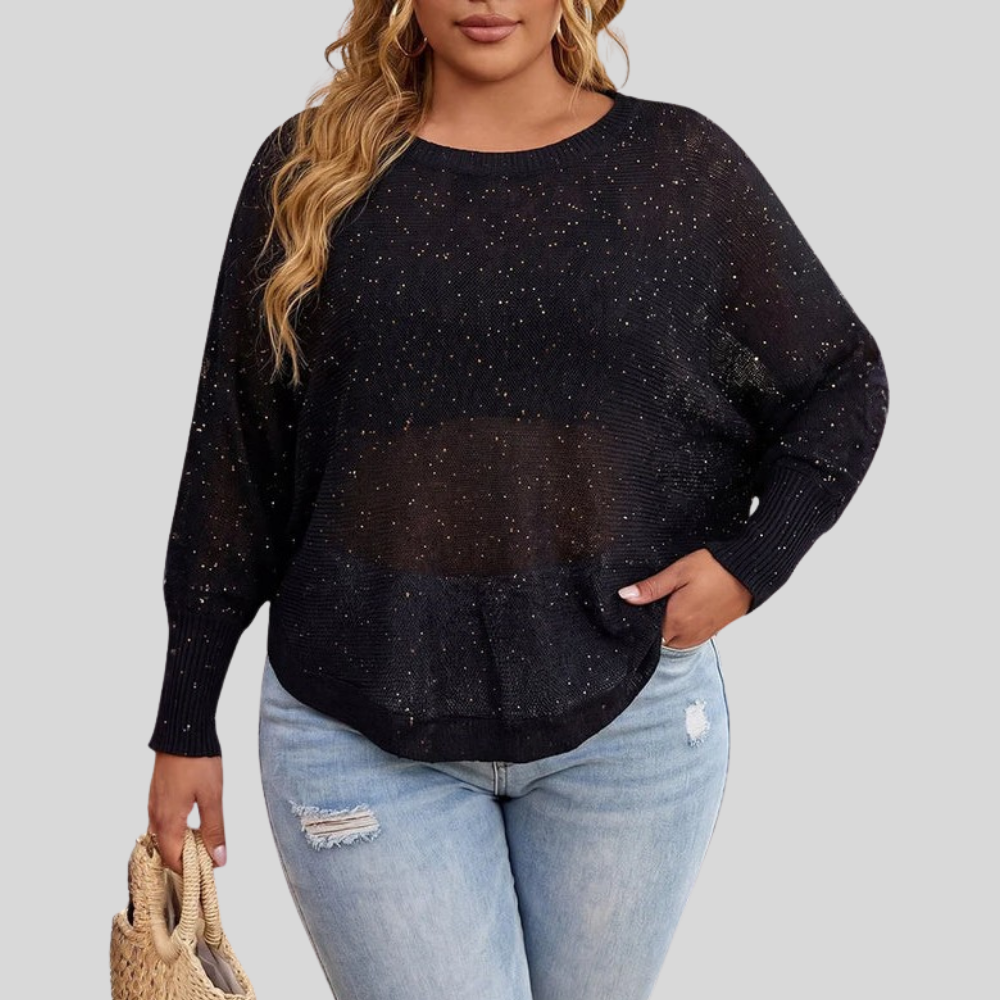 Sequin Batwing Plus Size Blouse